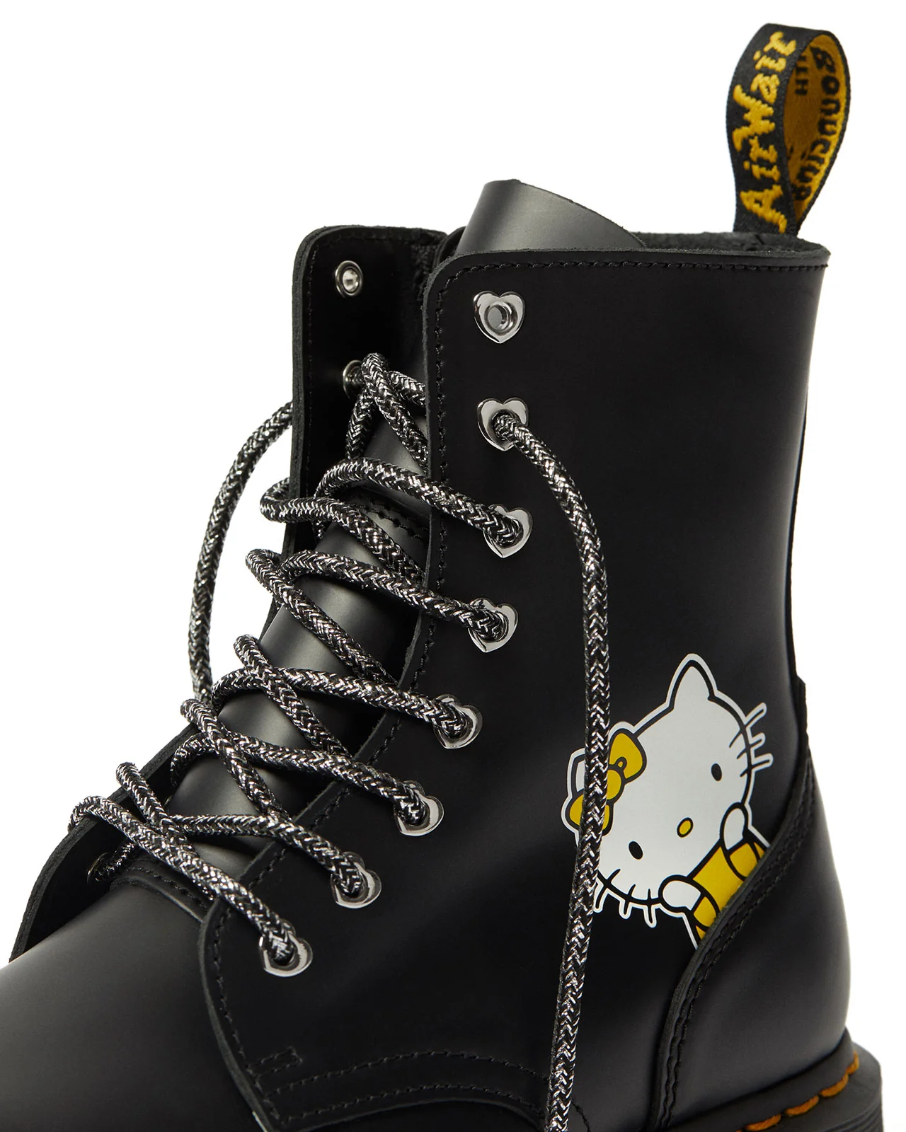 Jadon Hello Kitty Black Polished Smooth Platform Boots - Image 2