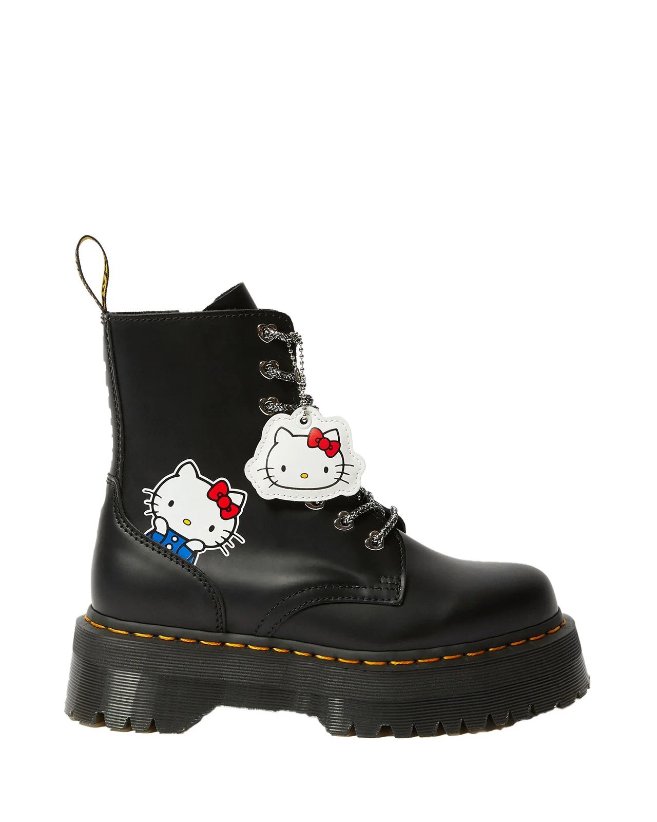 Jadon Hello Kitty Black Polished Smooth Platform Boots - Image 5