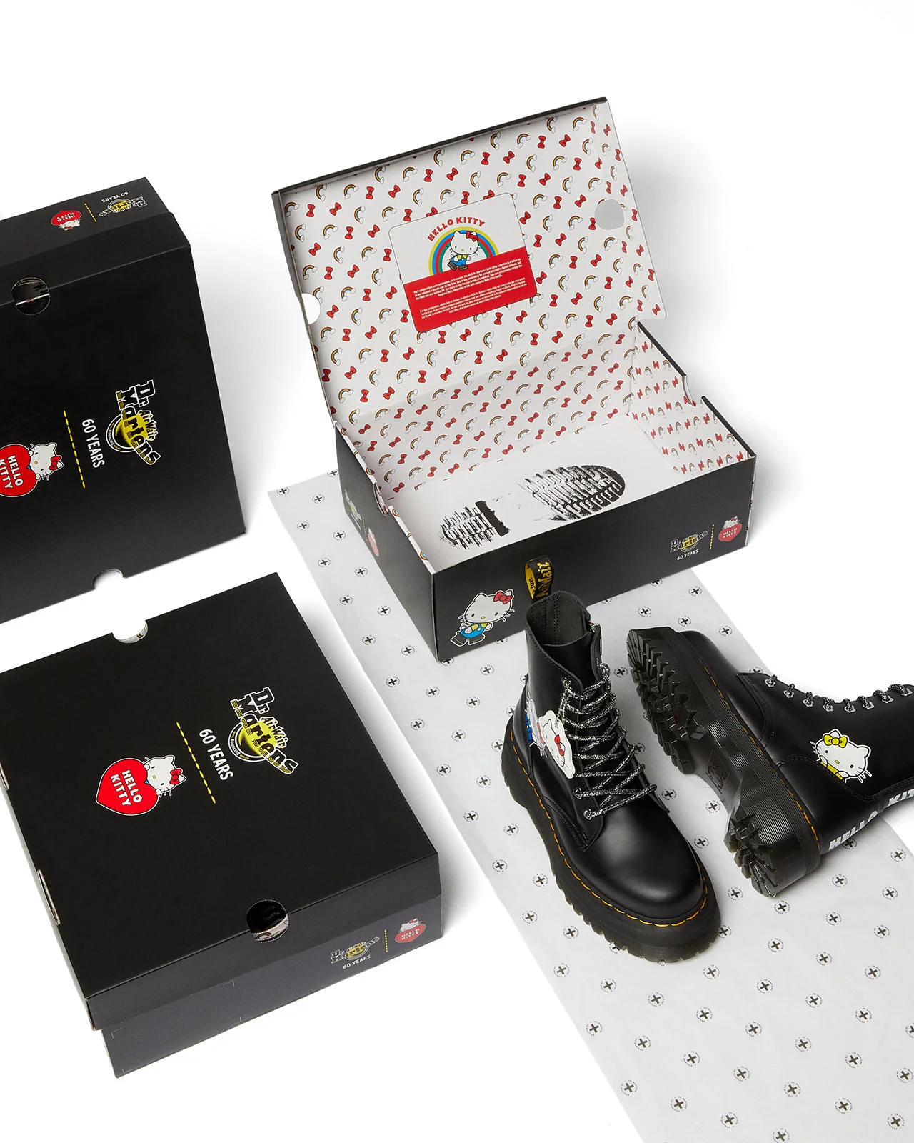 Jadon Hello Kitty Black Polished Smooth Platform Boots - Image 8