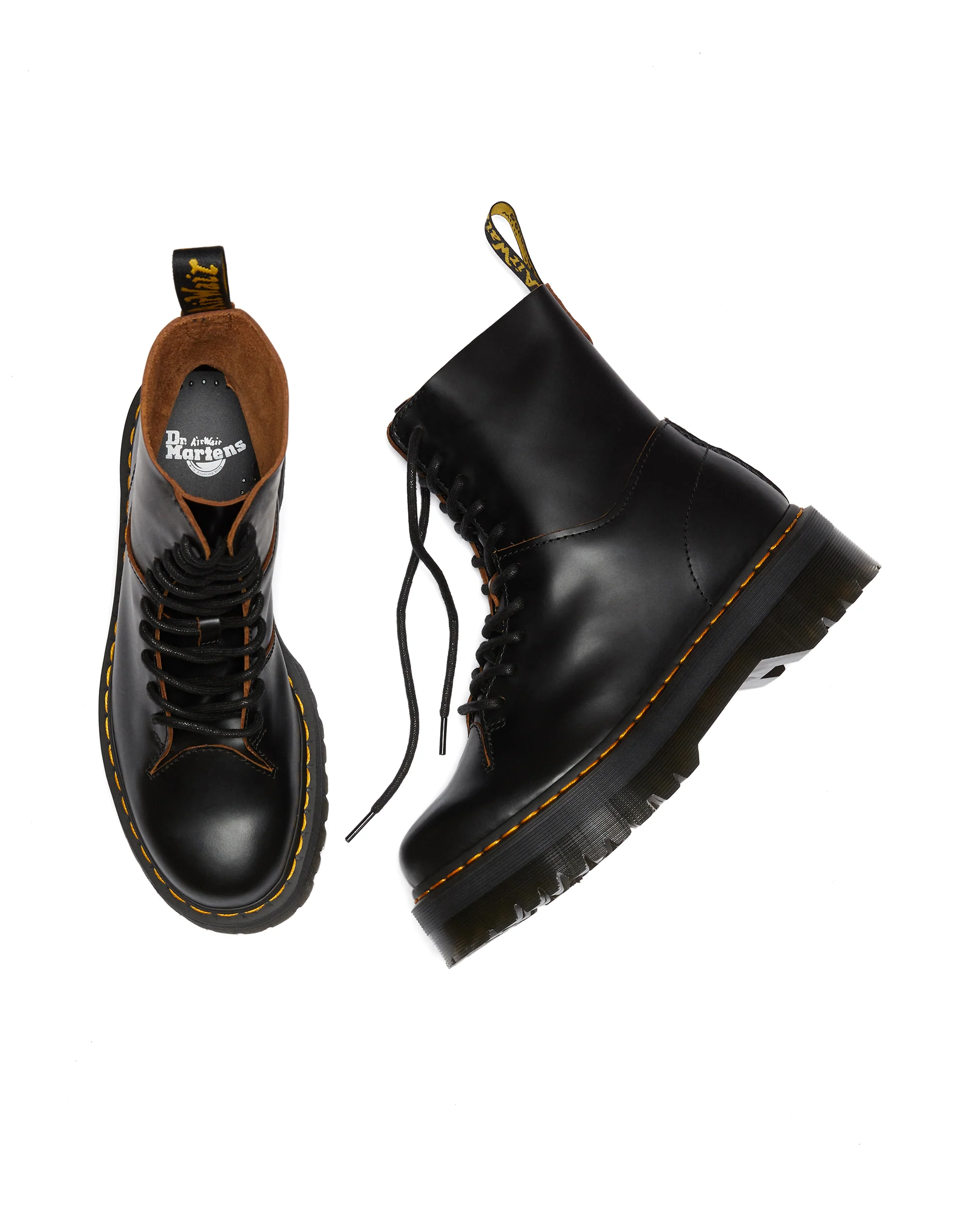 Jadon Decon Black Vintage Smooth Platform Boots - Image 8