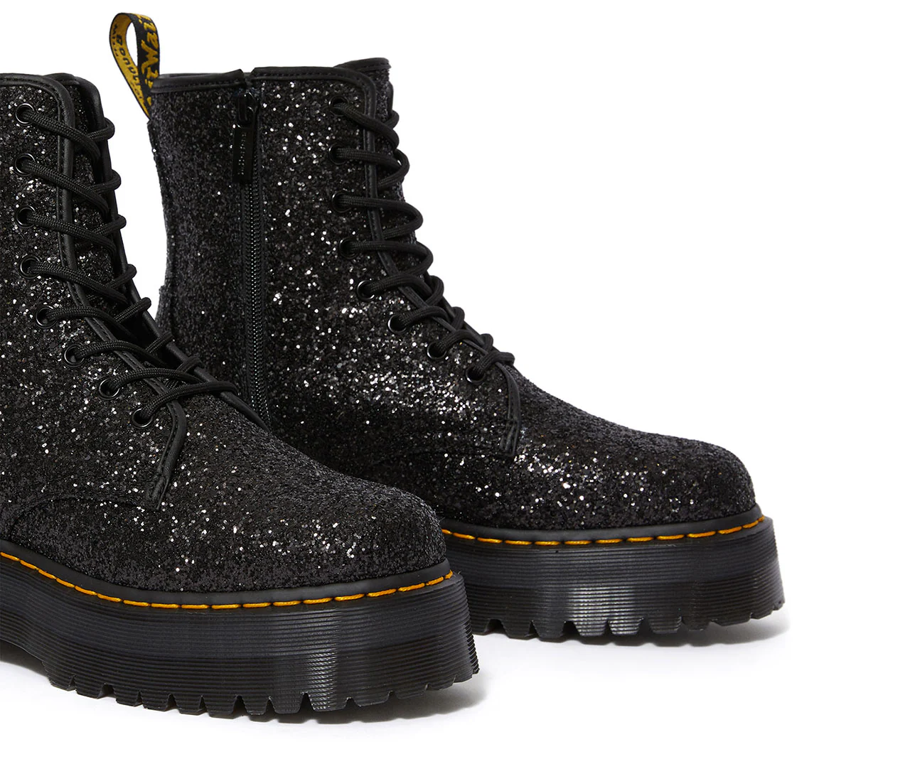 Jadon Glitter Black Chunky Platform Boots - Image 5
