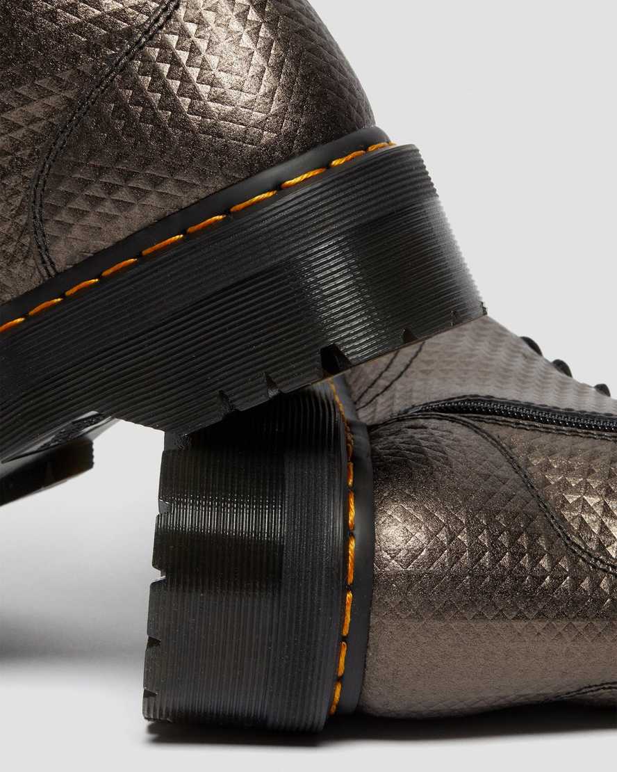Jadon Gunmetal Stud Embossed Leather Platform Boots - Image 3
