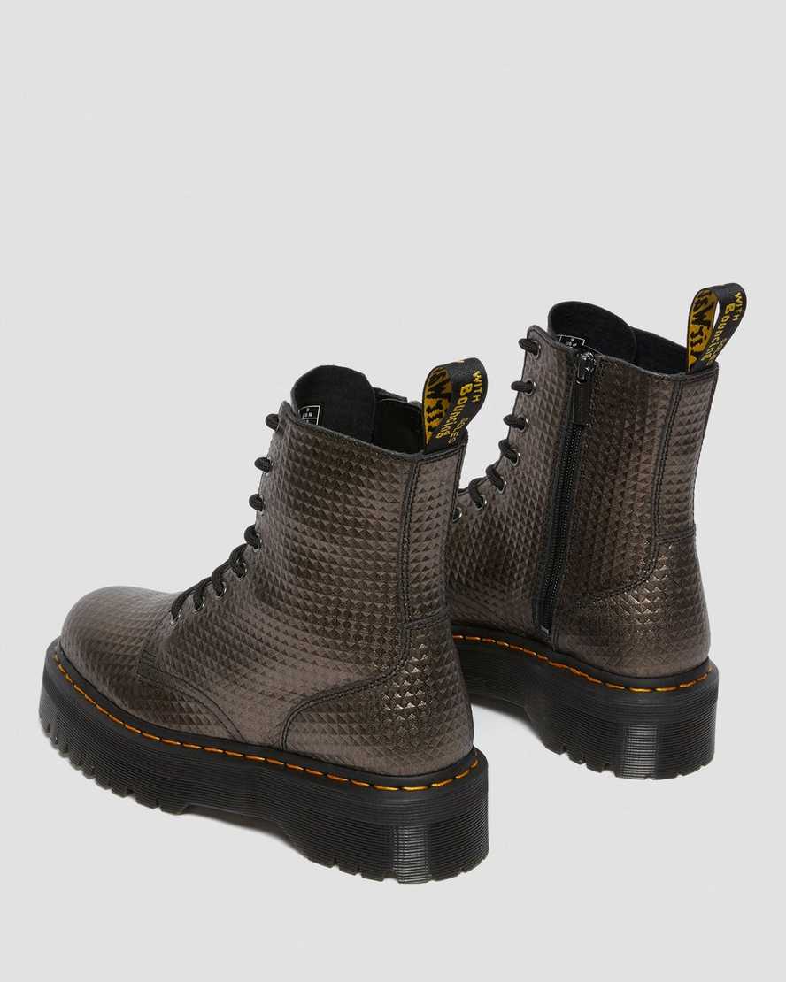 Jadon Gunmetal Stud Embossed Leather Platform Boots - Image 5