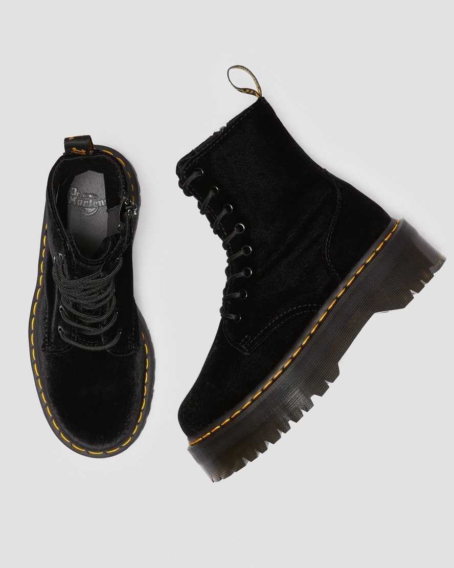 Jadon Black Ze You Velvet Platform Boots - Image 2