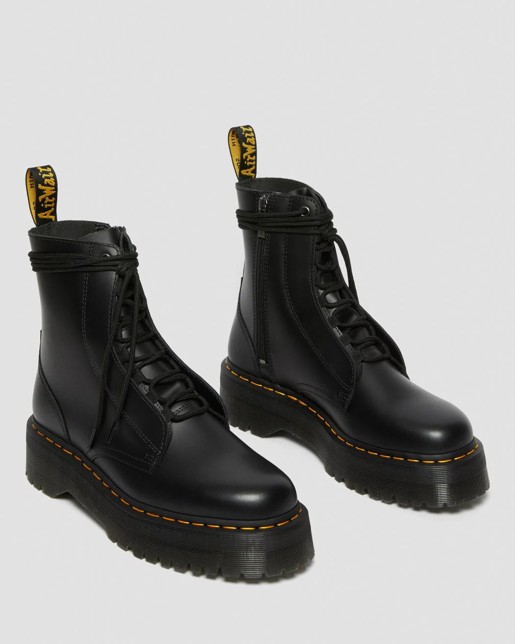 Jarrick Black Smooth Leather Platform Boots - Image 2