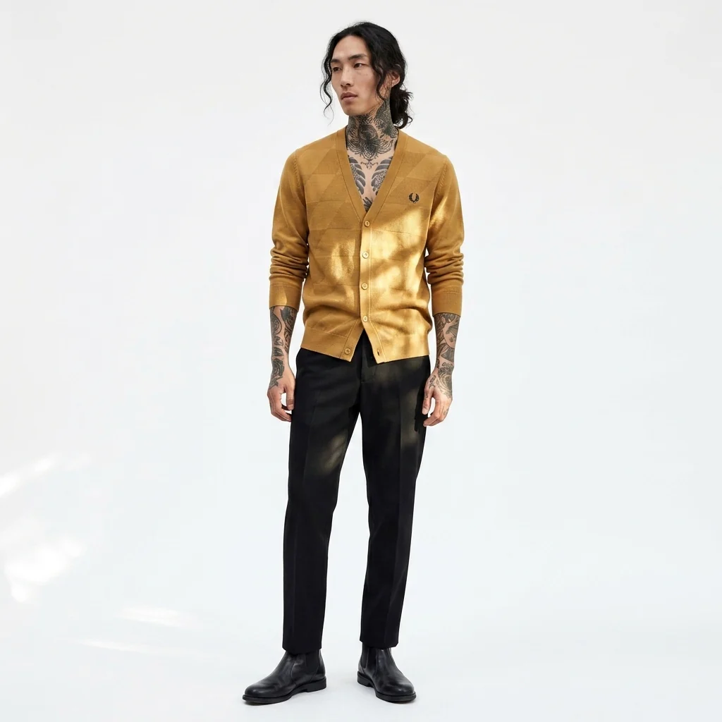 Fred Perry K8221 Argyle Knitted Cardigan - Image 2