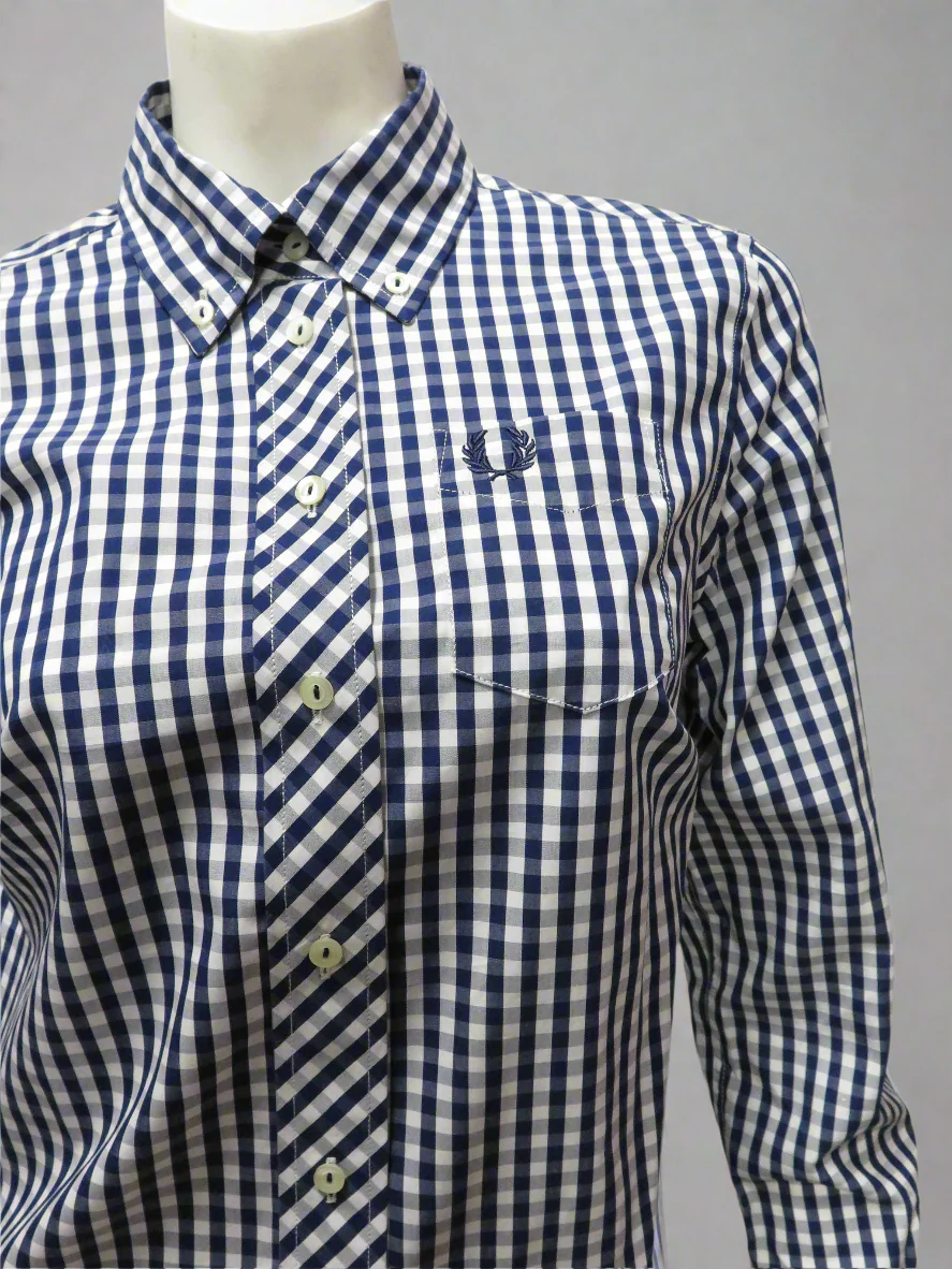 L/S Gingham Woven Shirt (French Navy) - Image 2