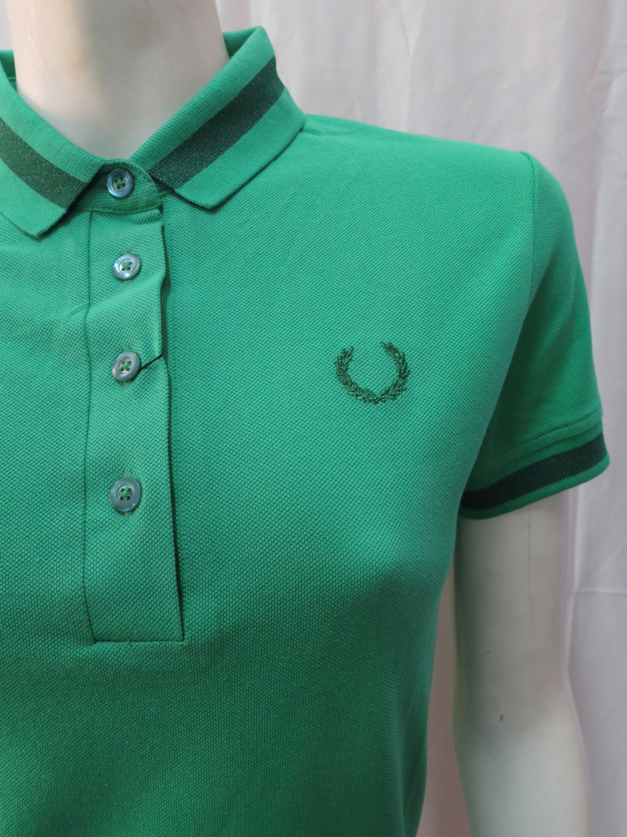Molyneaux Ladies Jade Green Bomber Tipped Fred Perry Shirt