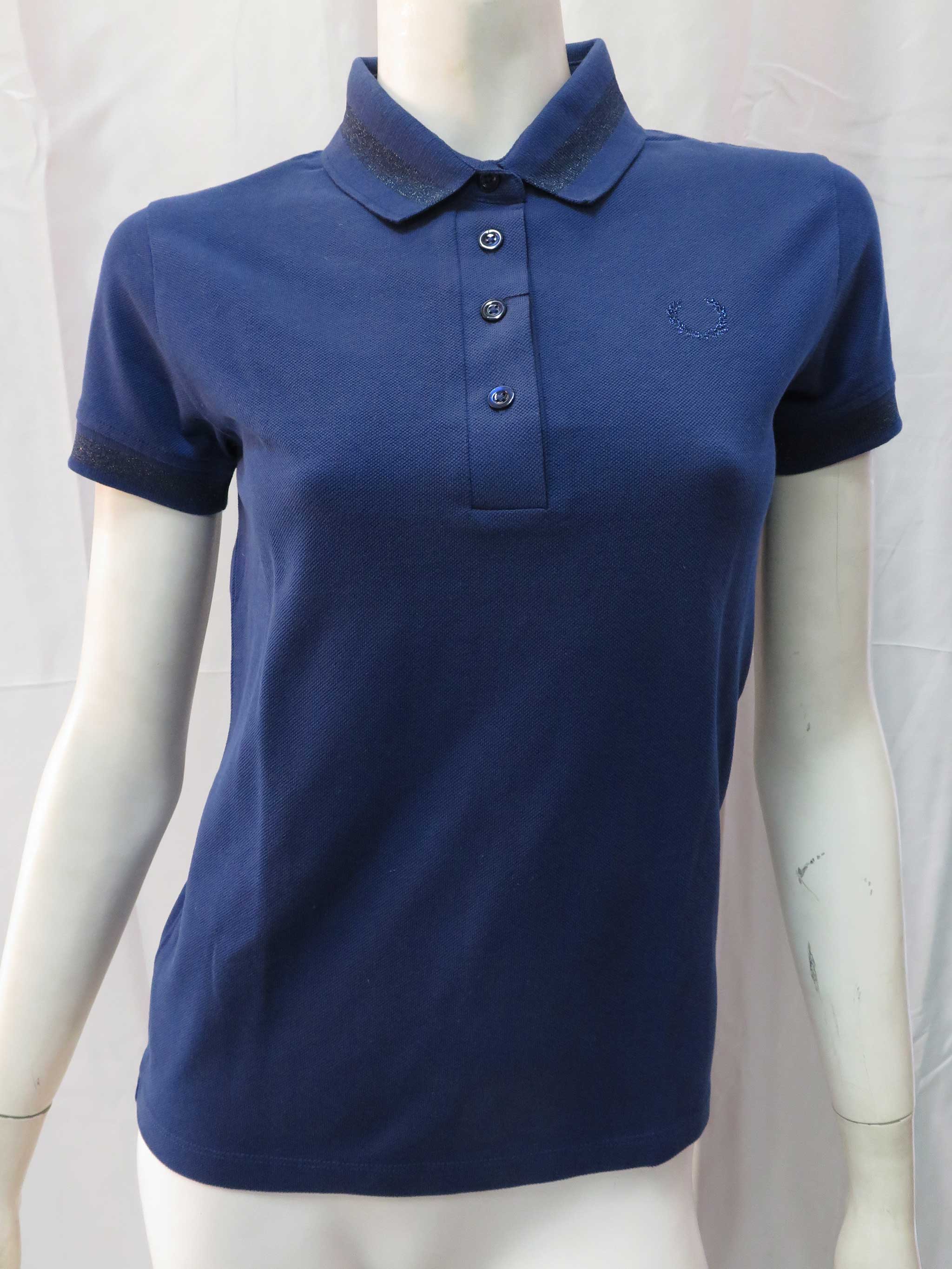 Molyneaux Ladies Reflex Blue Bomber Tipped Fred Perry Shirt - Image 2