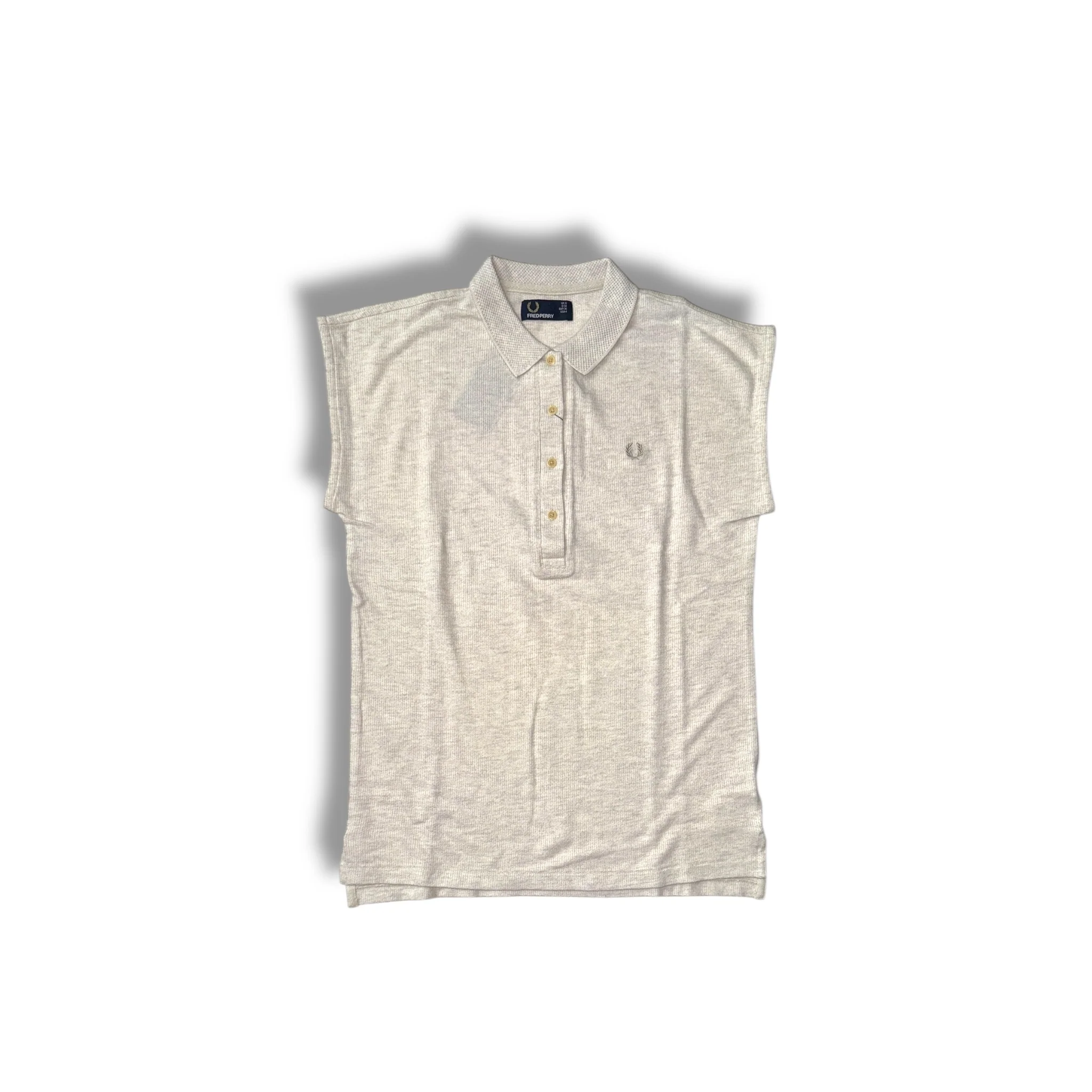 Ladies Fred Perry Cap Sleeve Shirt With Mesh Collar (Ivory Marble)