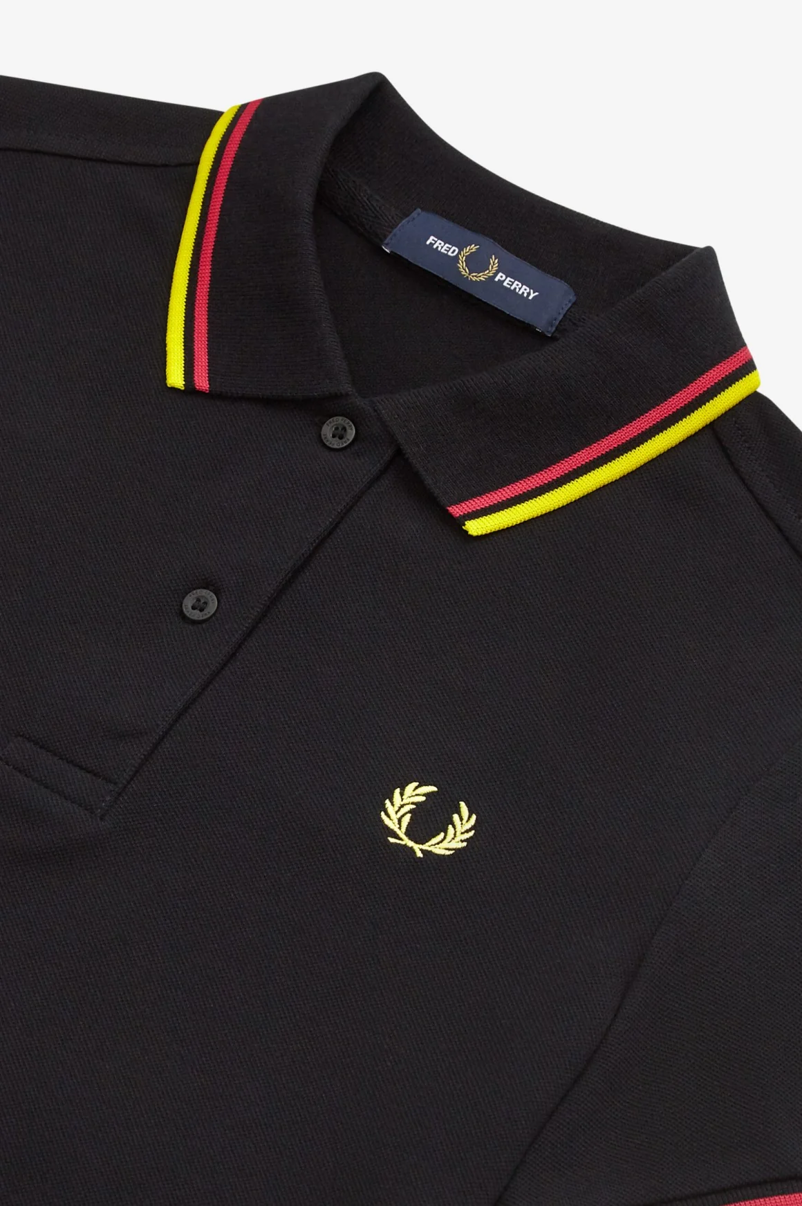 Ladies Twin Tipped Fred Perry Shirt (Blk/Love Potion/Golden Kiwi) - Image 4
