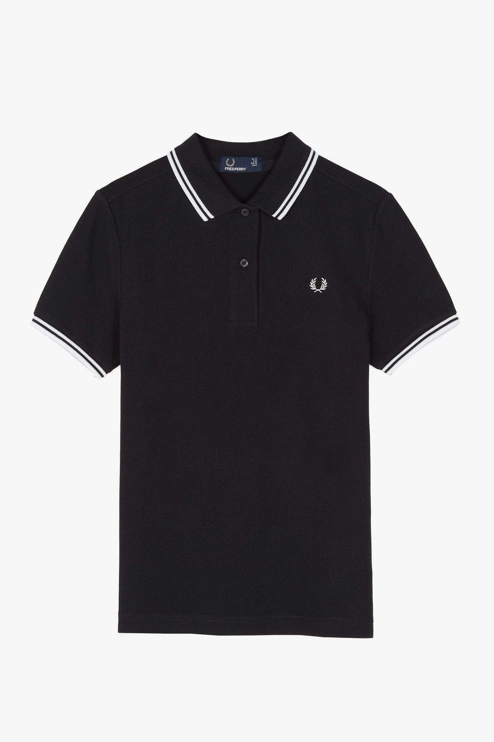Ladies Black/White Twin Tipped Fred Perry Shirt - Image 2