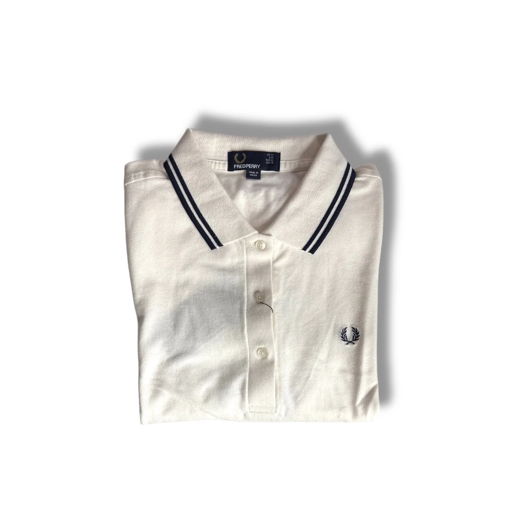 Ladies Twin Tipped Fred Perry Shirt (Snow White/Navy)