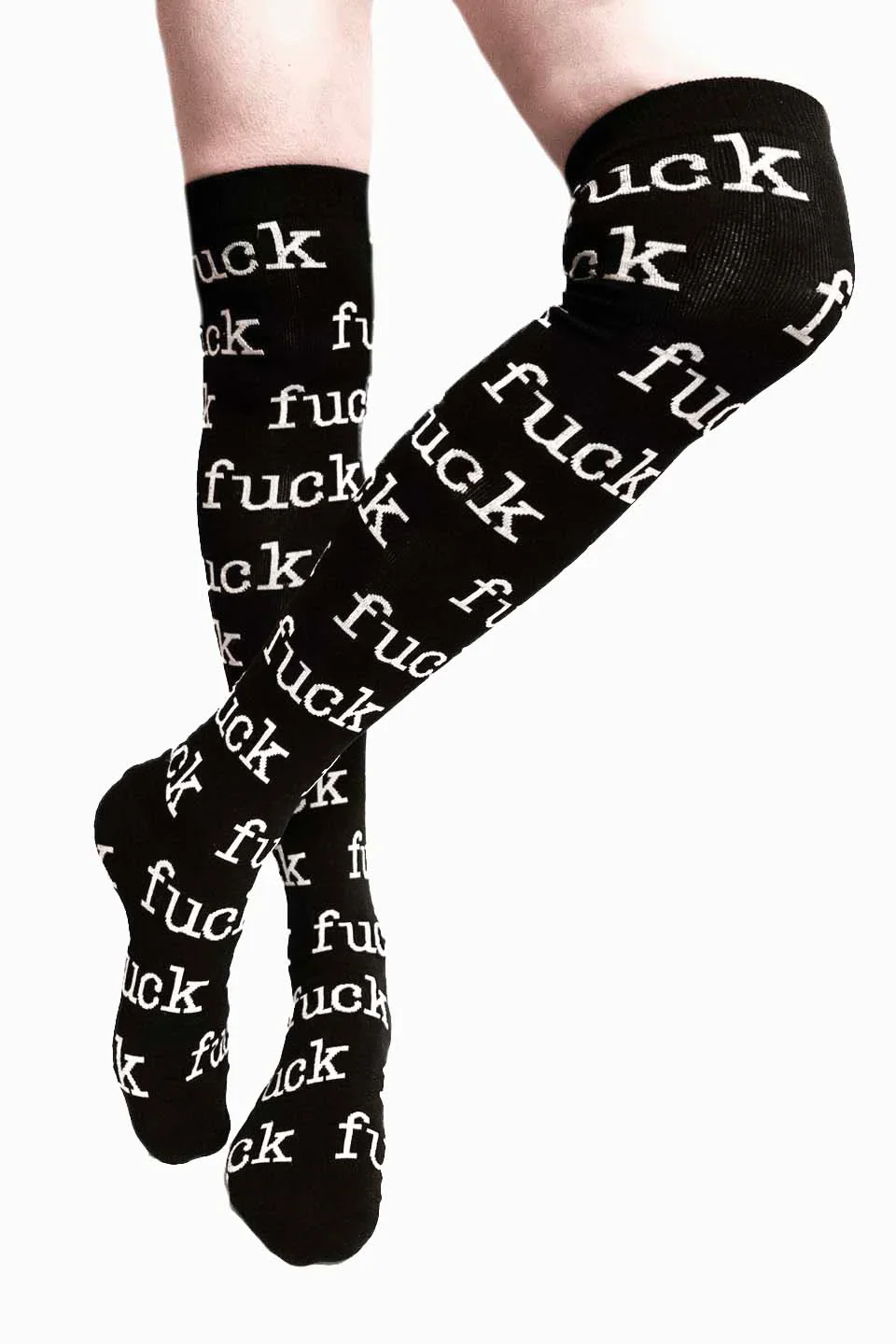 Lip Service Thigh High "Fuck" Socks