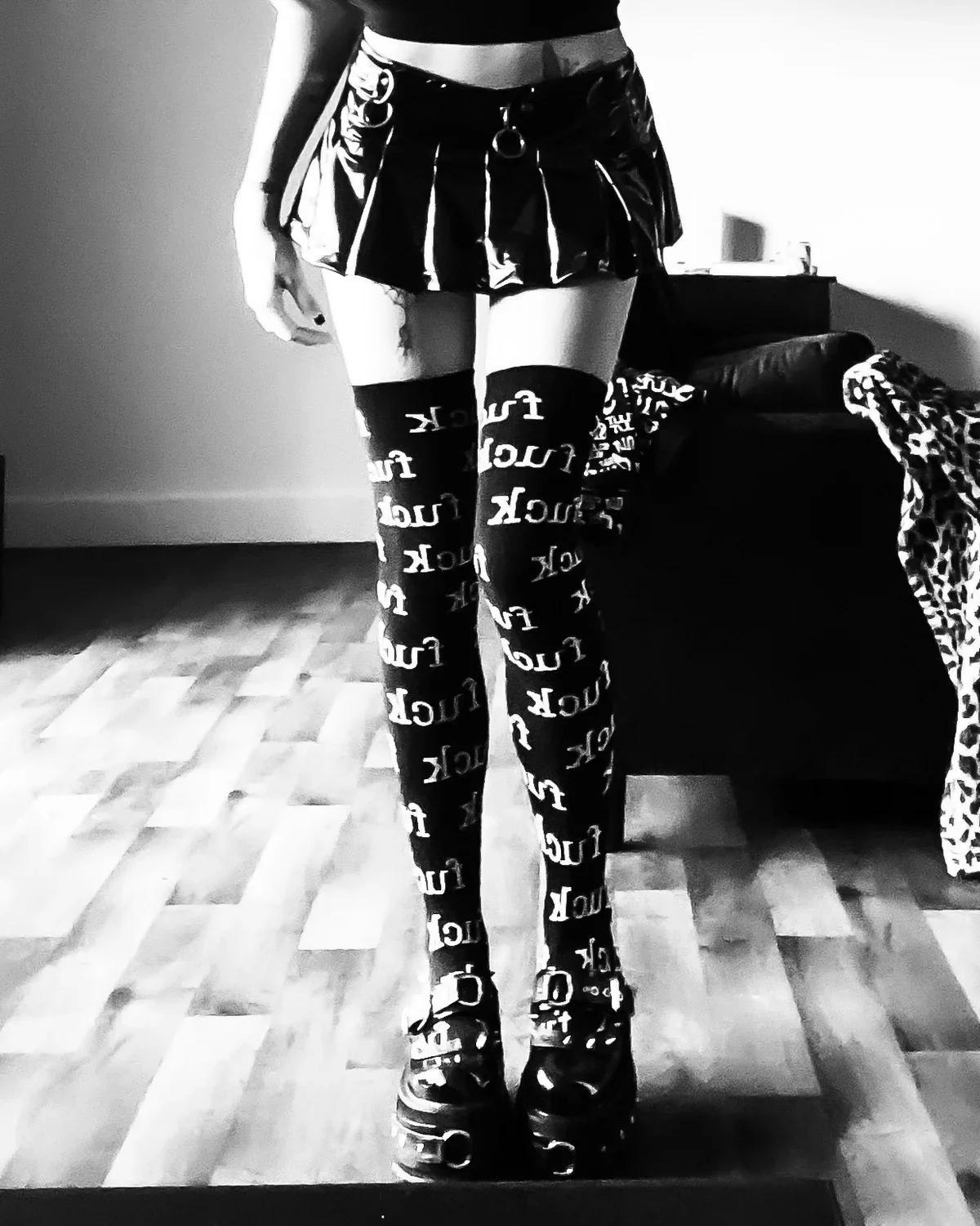 Lip Service Thigh High "Fuck" Socks - Image 5