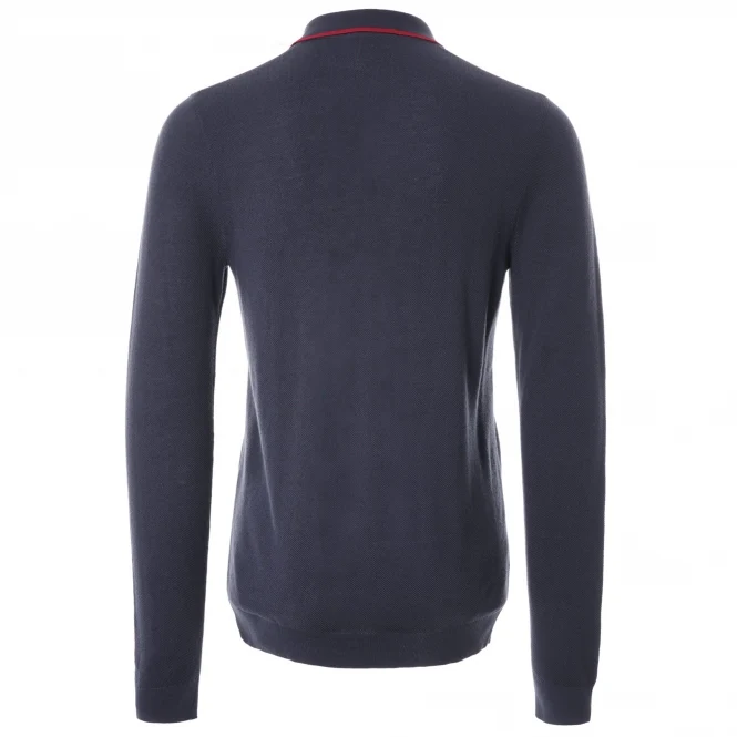 Long Sleeve Tipped Lslv Knitted Shirt (Dark Carbon/Red) - Image 2