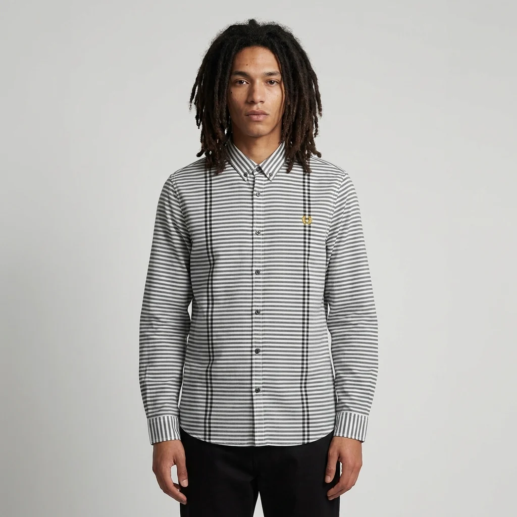 Fred Perry M4254 45’s Gingham Tipped Shirt - Image 2