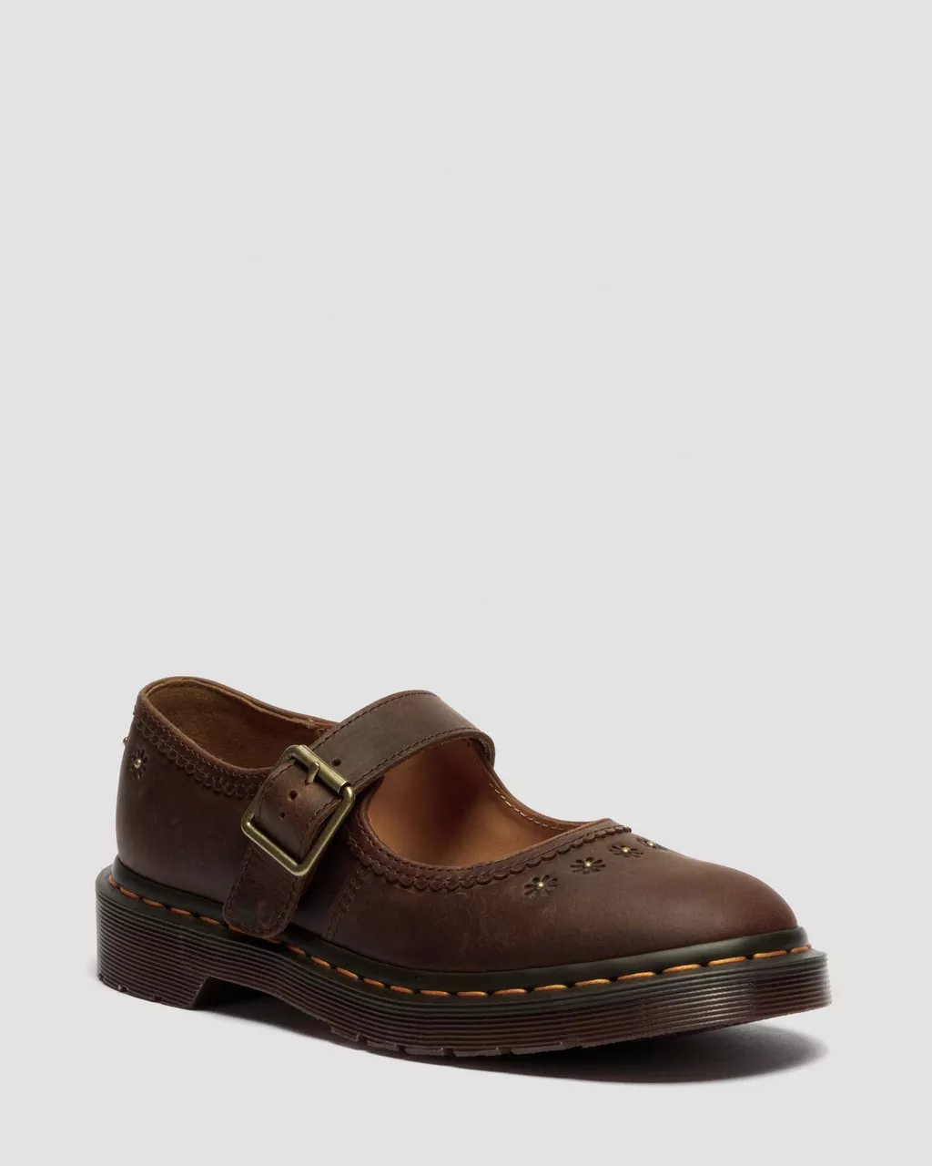 Mary Jane Flower Dark Brown Crazy Horse - Image 3