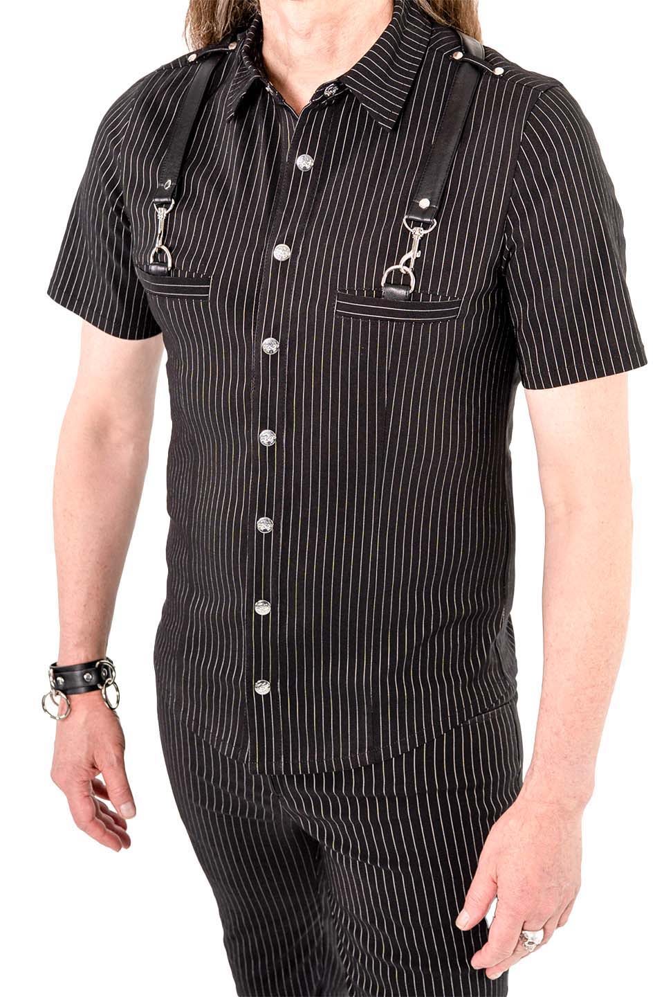 Lip Service Men's Pinstripe Short Sleeve Gangsta Pranksta Shirt - The Fixer - Image 2