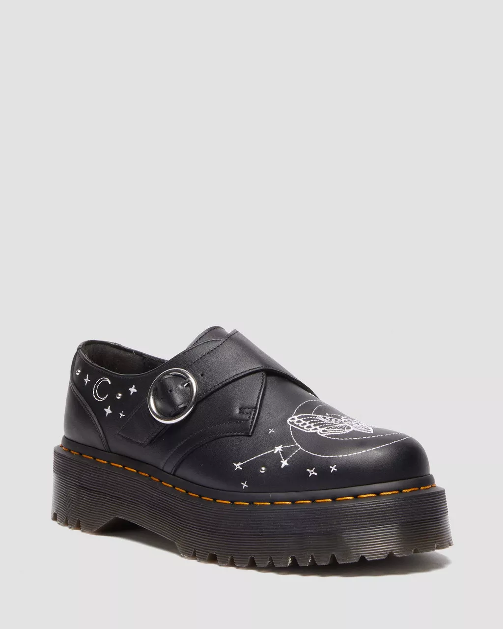 Monk Celestial Moth Leather Platform Shoes - Image 3