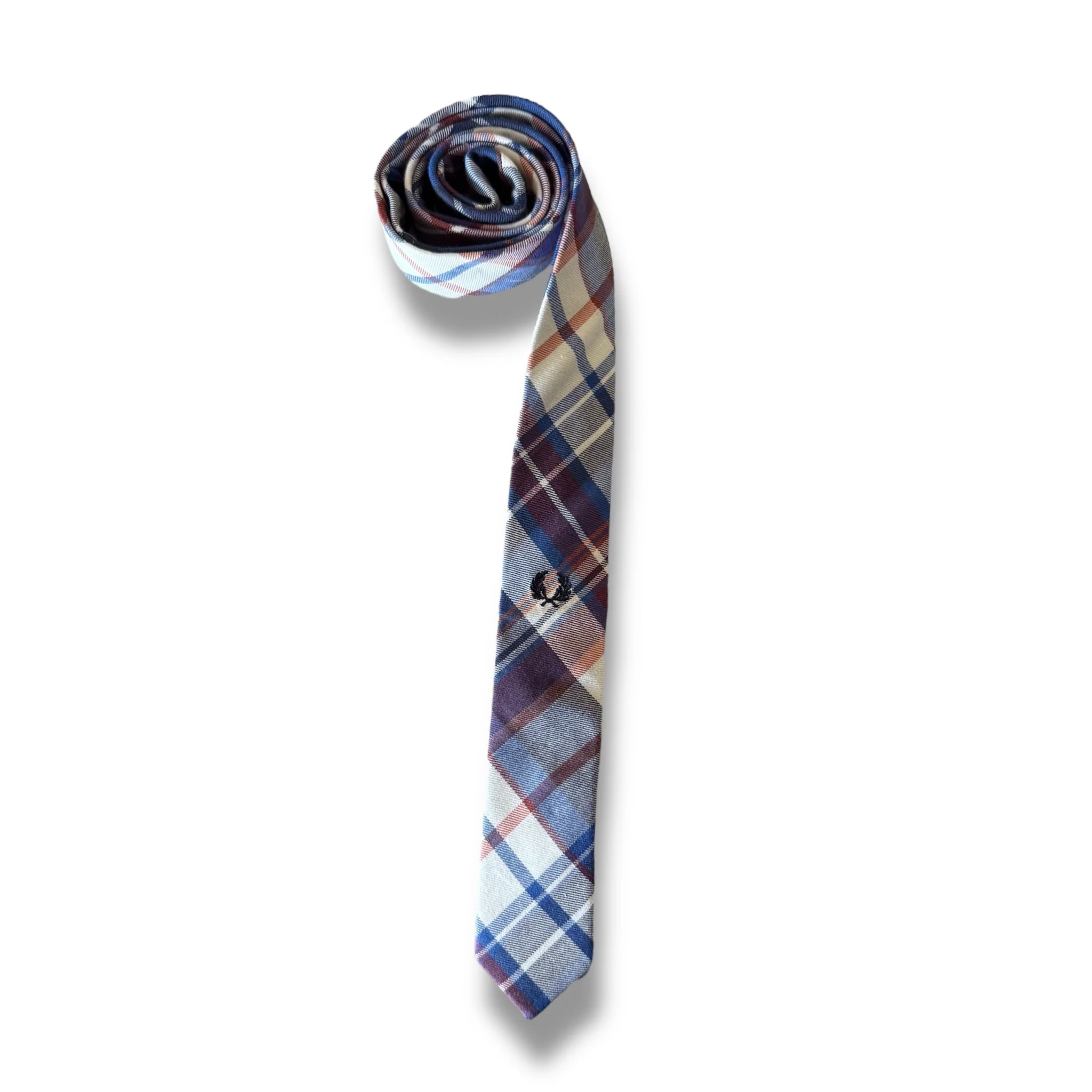 Navy / White Gingham Check Tie - Image 2