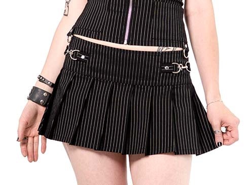 Lip Service Pinstriped Gangsta Pranksta Pleated Skirt - Dita