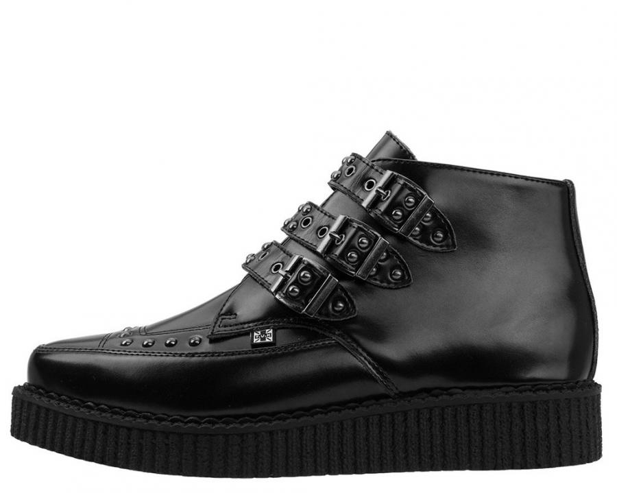 T.U.K Black Leather/Stud Pointed 3buckle Crpr - Image 2
