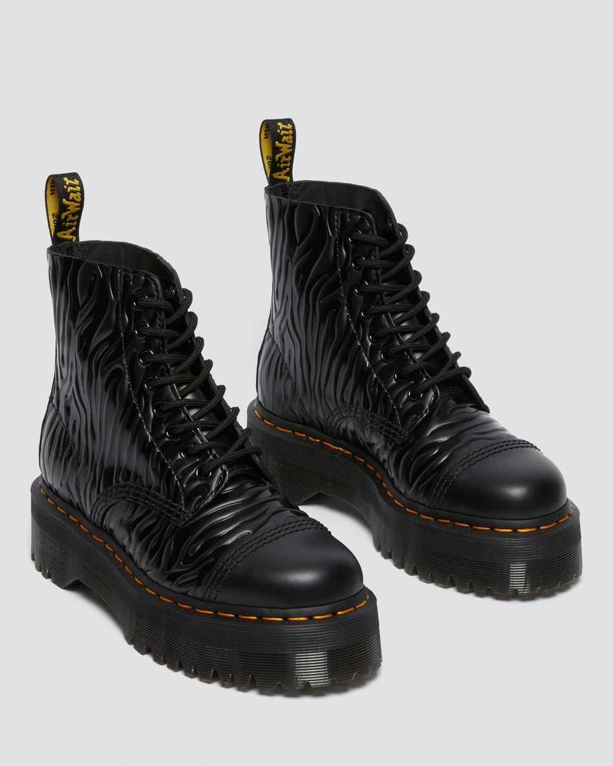 Sinclair Zebra Emboss Smooth Leather Platform Boots - Image 4