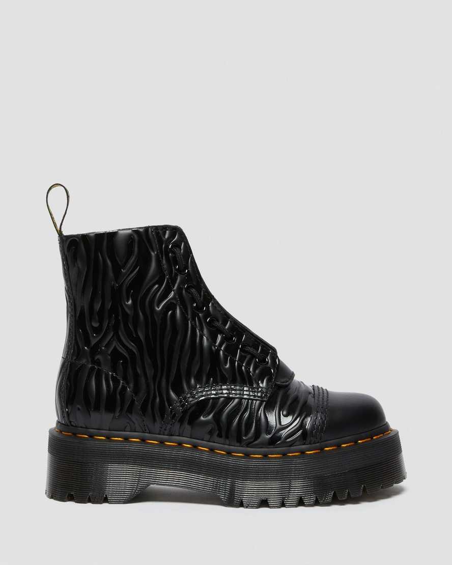 Sinclair Zebra Emboss Smooth Leather Platform Boots - Image 5