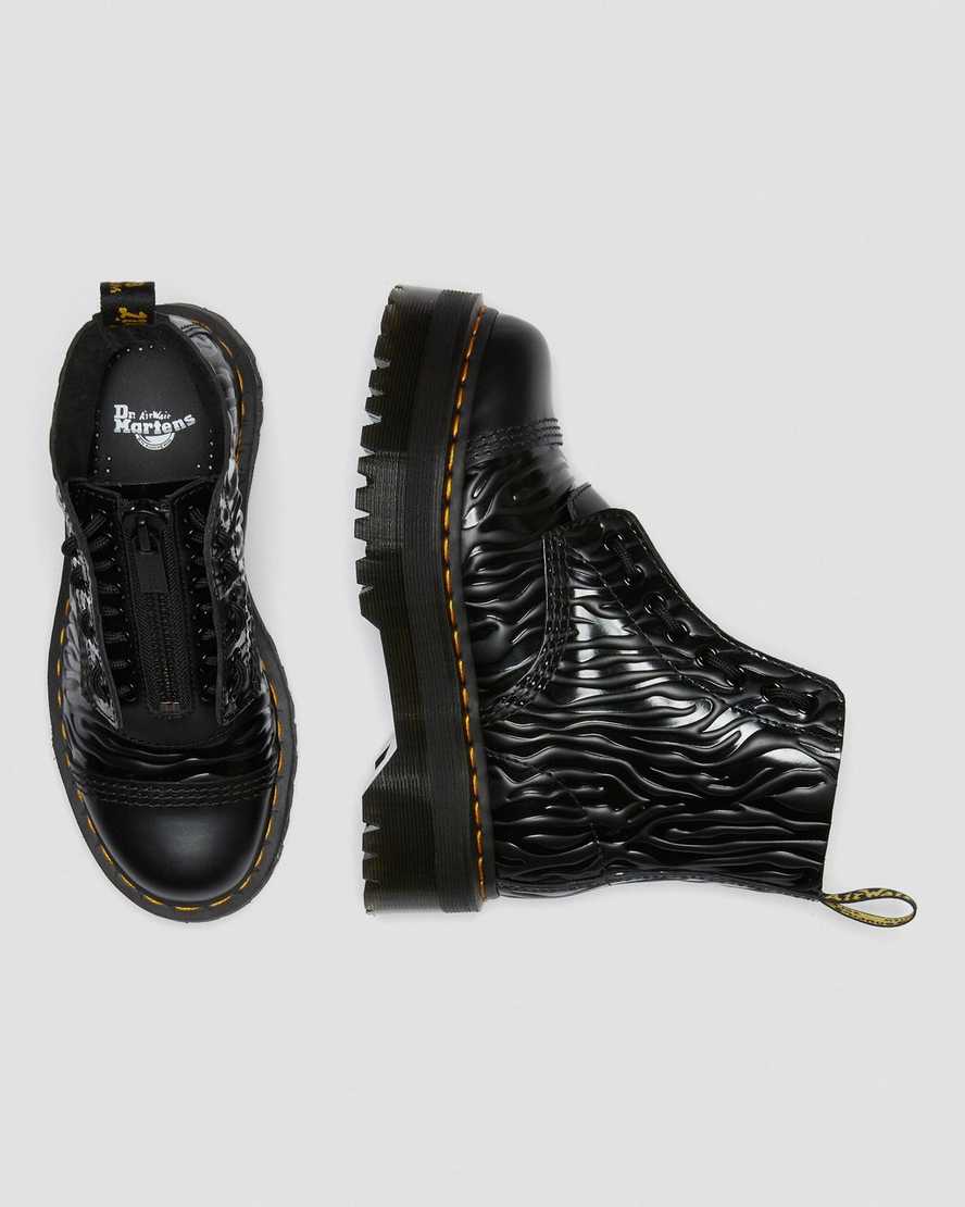 Sinclair Zebra Emboss Smooth Leather Platform Boots - Image 7
