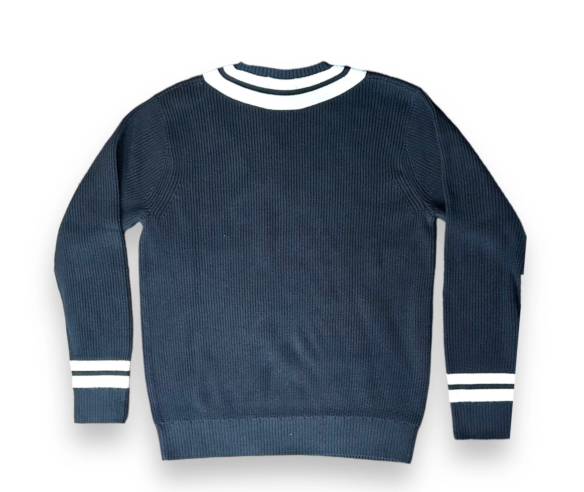 Striped Trim V-Neck Jumper - Image 2