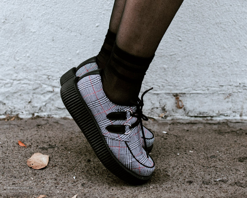 T.U.K B/W/R Plaid Viva Low Creeper - Image 4