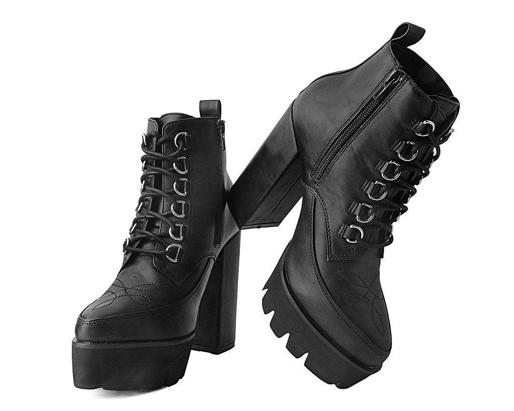 T.U.K Black 6 Ring Point Bootie Platform Heel - Image 2