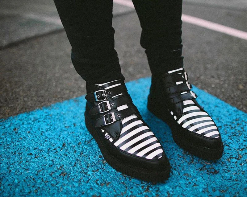 T.U.K Black/Bw Stripe 3 Buckle Point Boot - Image 5
