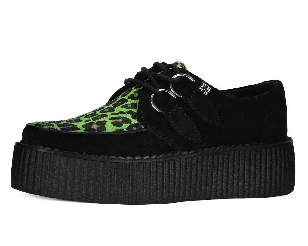 T.U.K Black & Green Leopard Suede Mondo Creeper - Image 2