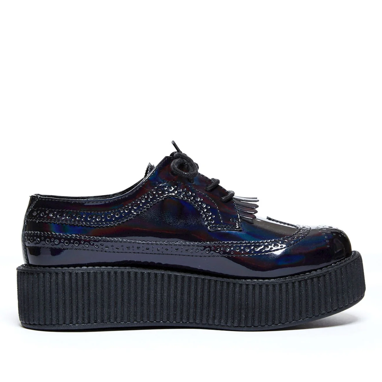 T.U.K Black Iridescent Brogue Wingtip W/ Kiltie Viva Mondo Creeper - Image 2