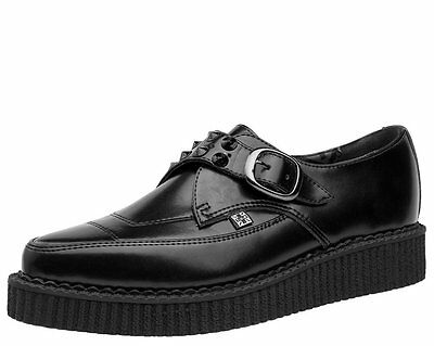 T.U.K Black Leather Pointed Spike Monk Creeper