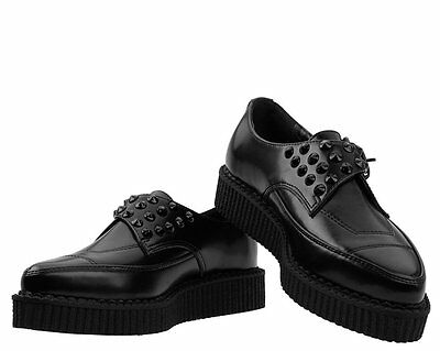 T.U.K Black Leather Pointed Spike Monk Creeper - Image 2