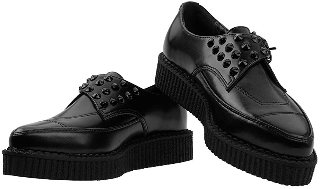 T.U.K Black Leather Pointed Spike Monk Creeper - Image 3