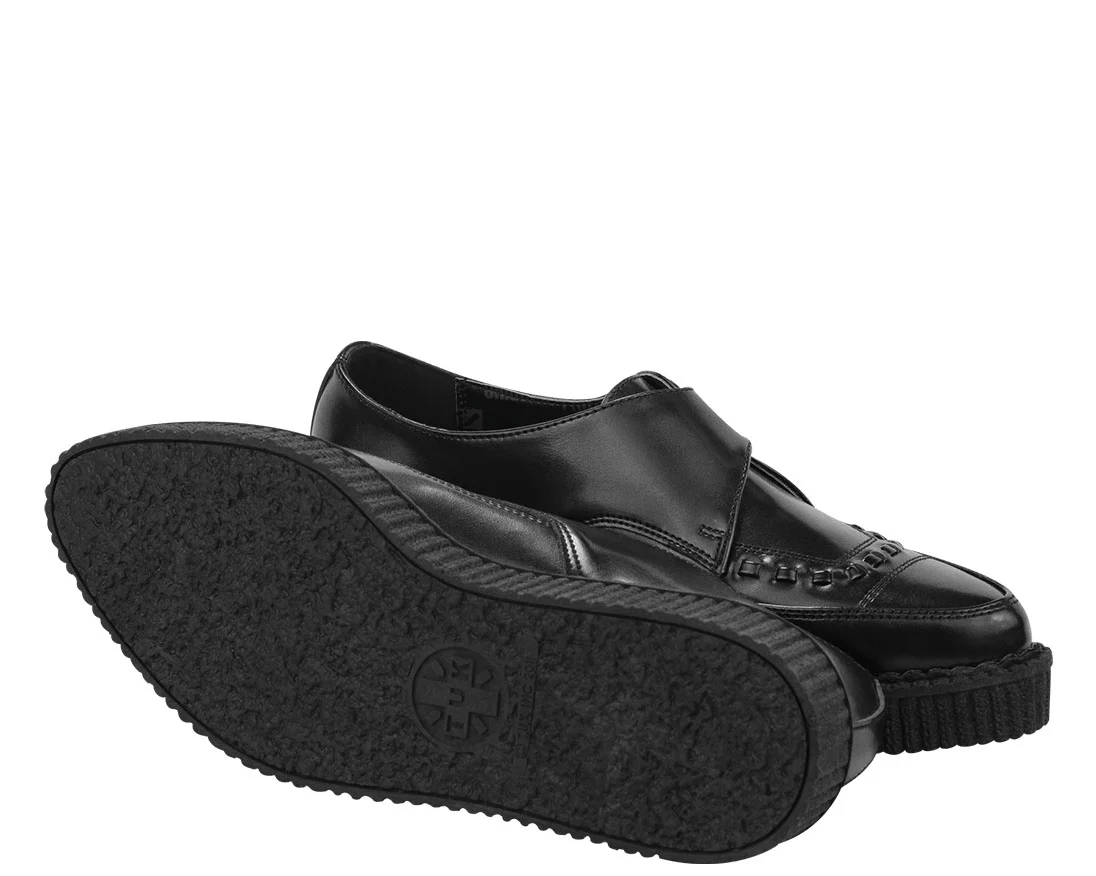 T.U.K Black Leather Strap Buckle Pointed Creeper - Image 3
