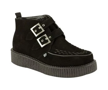 T.U.K Black Suede 2 Buckle Creeper Boot