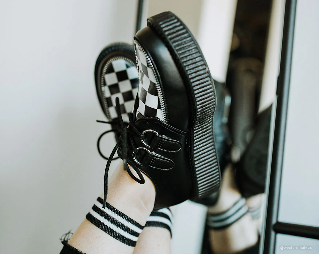 T.U.K Black Tukskin/ Bw Check Viva Low Creeper - Image 6