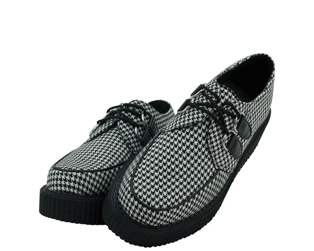 T.U.K Black/ White Houndstooth Round Viva Low Creeper - Image 2