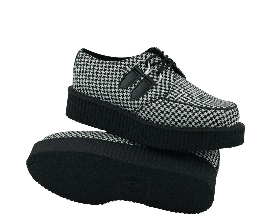 T.U.K Black/ White Houndstooth Round Viva Low Creeper - Image 3