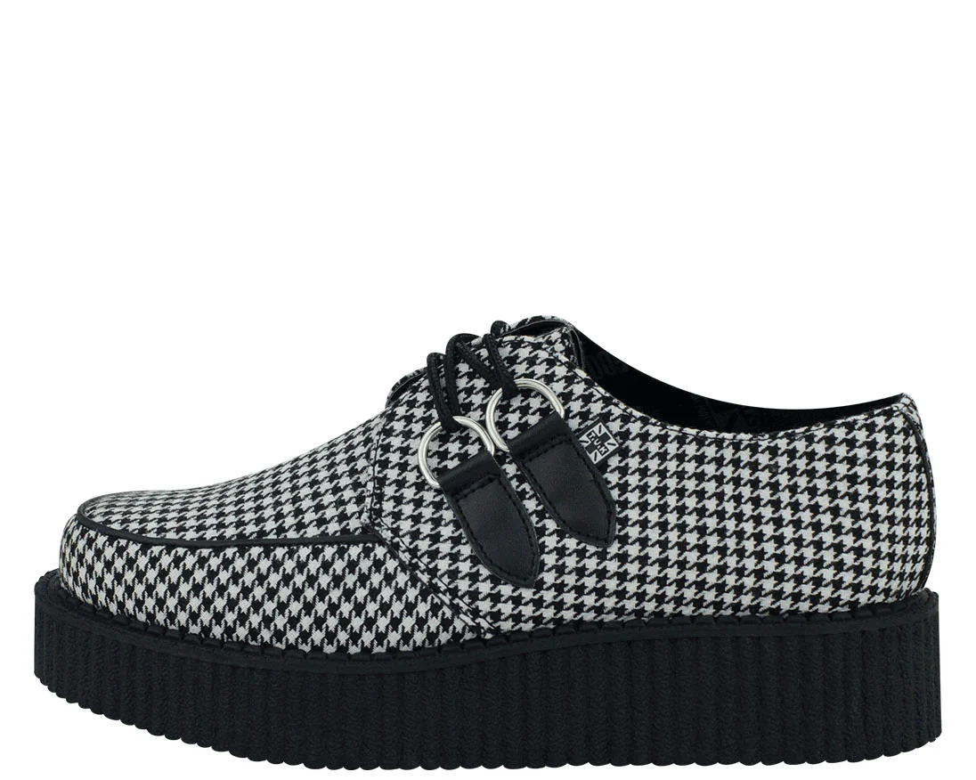 T.U.K Black/ White Houndstooth Round Viva Low Creeper - Image 4