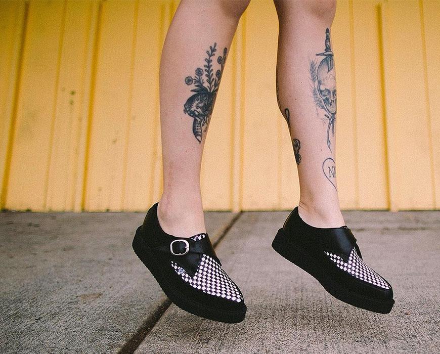 T.U.K Black/White Woven Buckle Pointed Creeper - Image 5