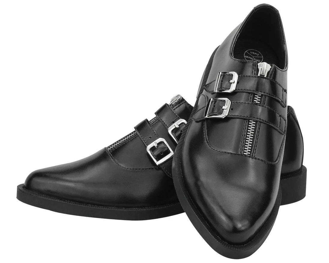 T.U.K Black Zip 2 Buckle Jam Shoe - Image 3