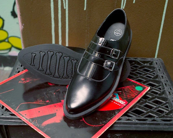 T.U.K Black Zip 2 Buckle Jam Shoe - Image 5