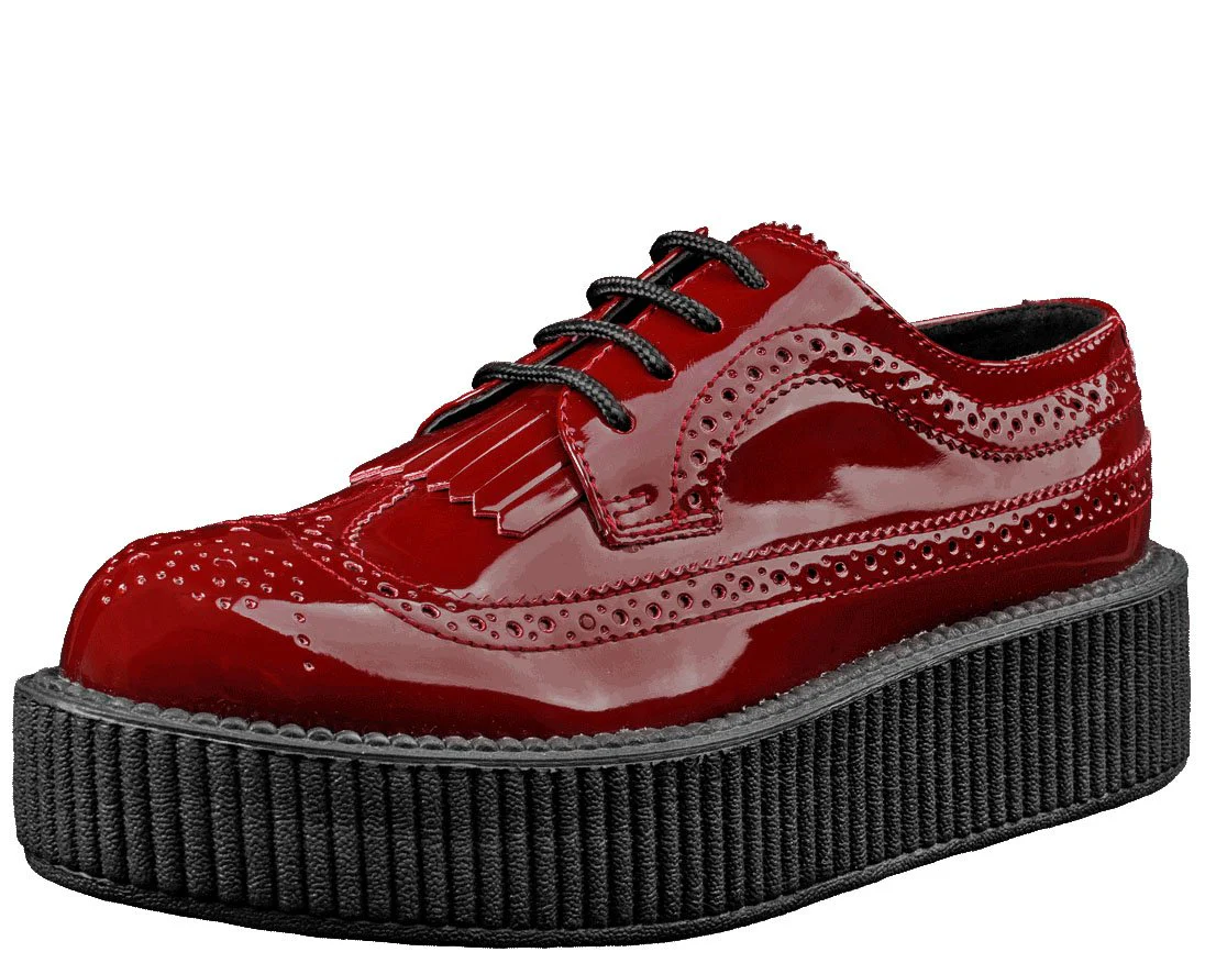 T.U.K Burgundy Patent Brogue Wingtip W/ Kiltie Viva Mondo Creeper