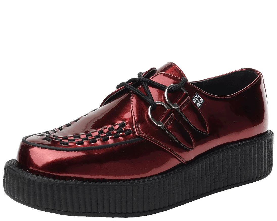 T.U.K Burgundy Patent Metal Viva Low Creeper